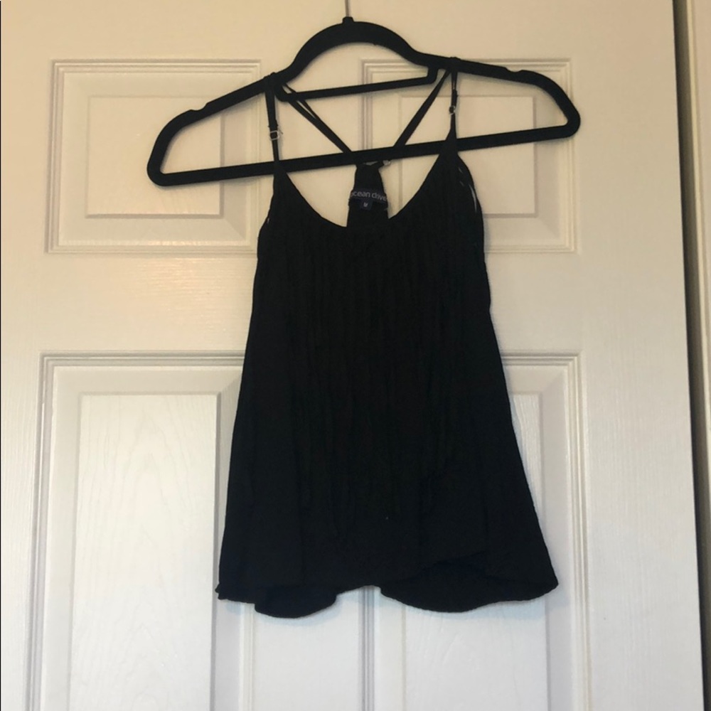 Black fringe tank top